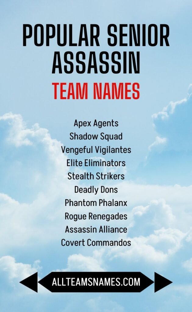 Popular Senior Assassin Team Names