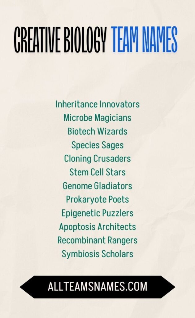Creative Biology team names