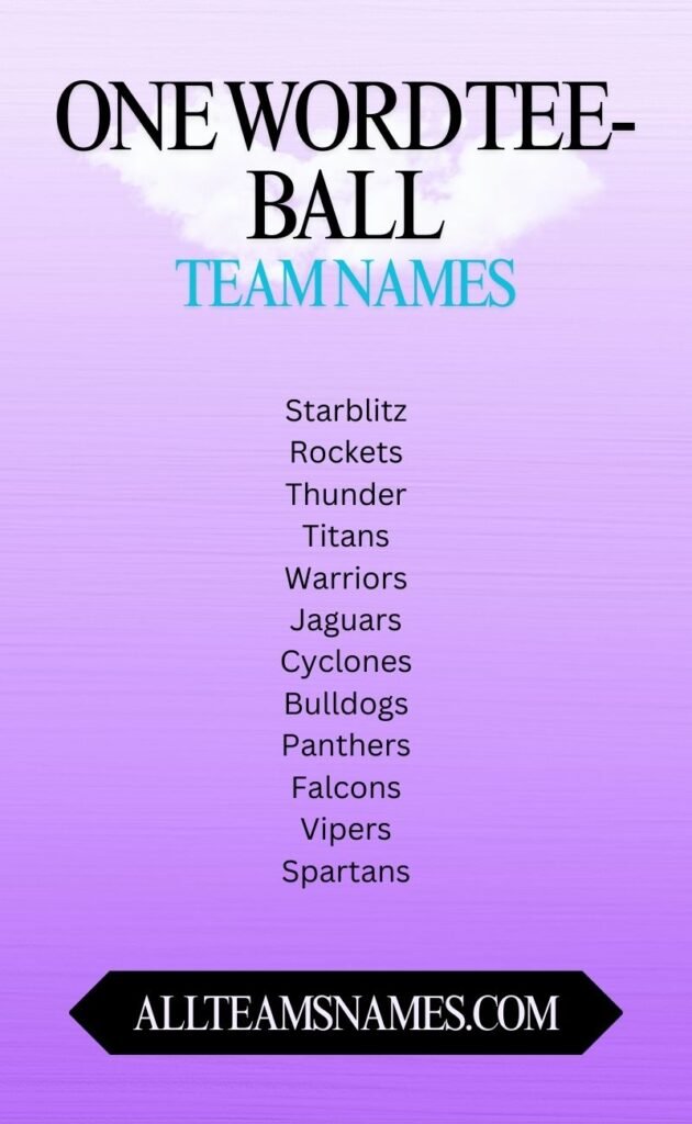 One Word Tee-ball team names