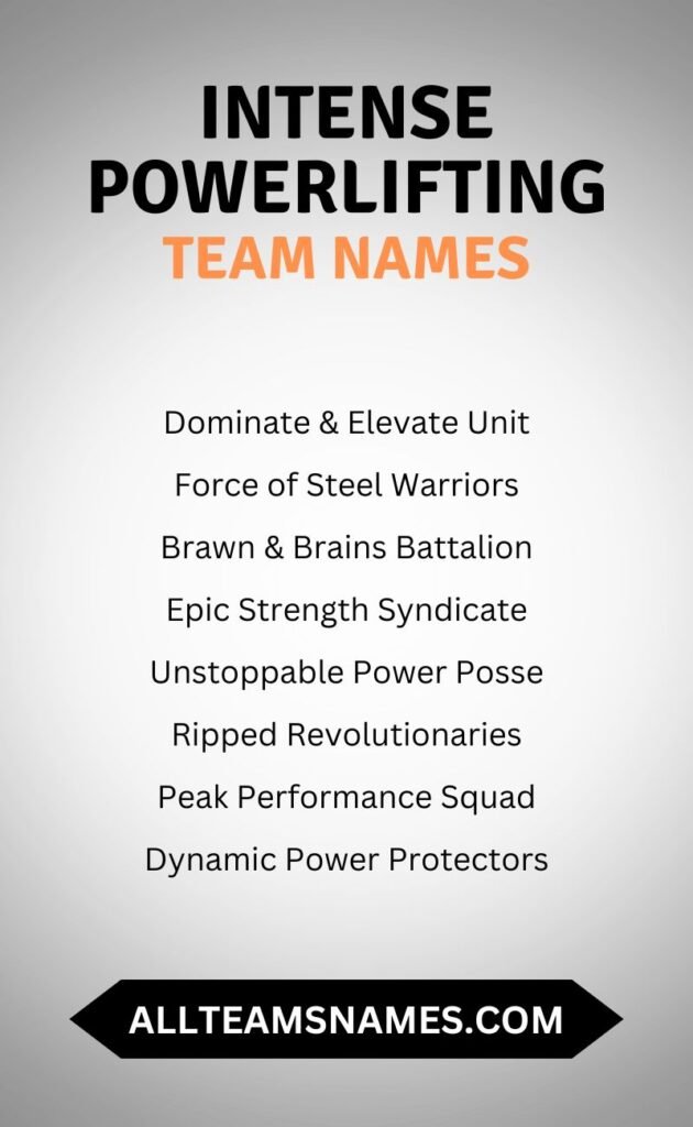 Intense Powerlifting Team Names