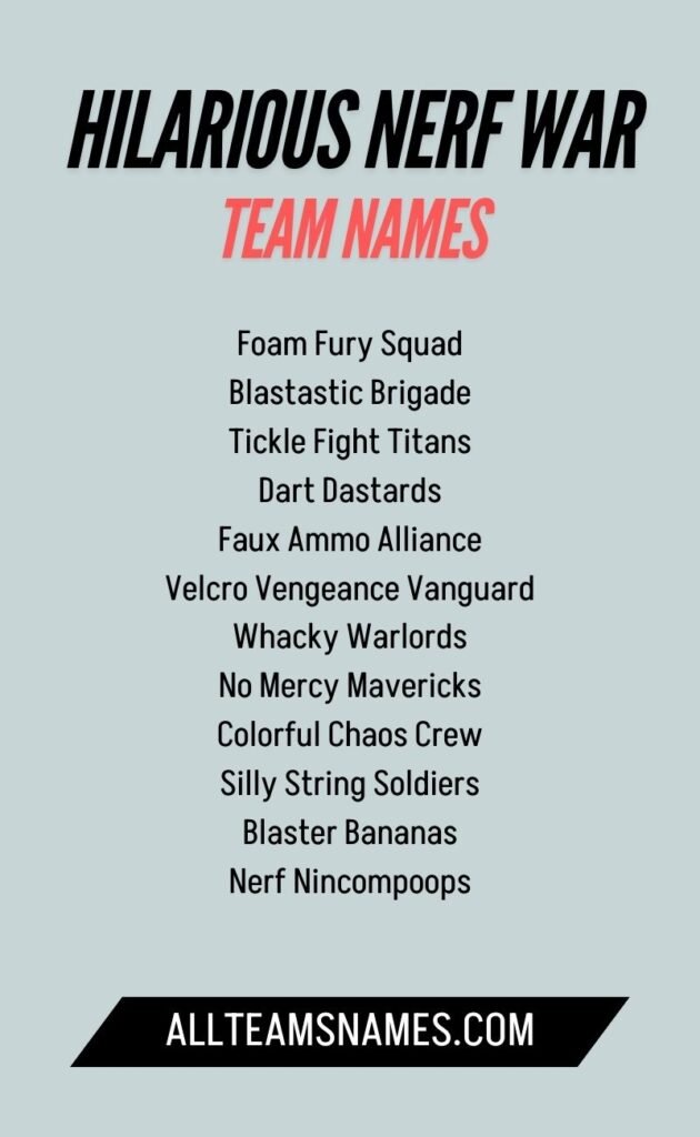 30-40 Hilarious Nerf War Team Names With a Unique Twist