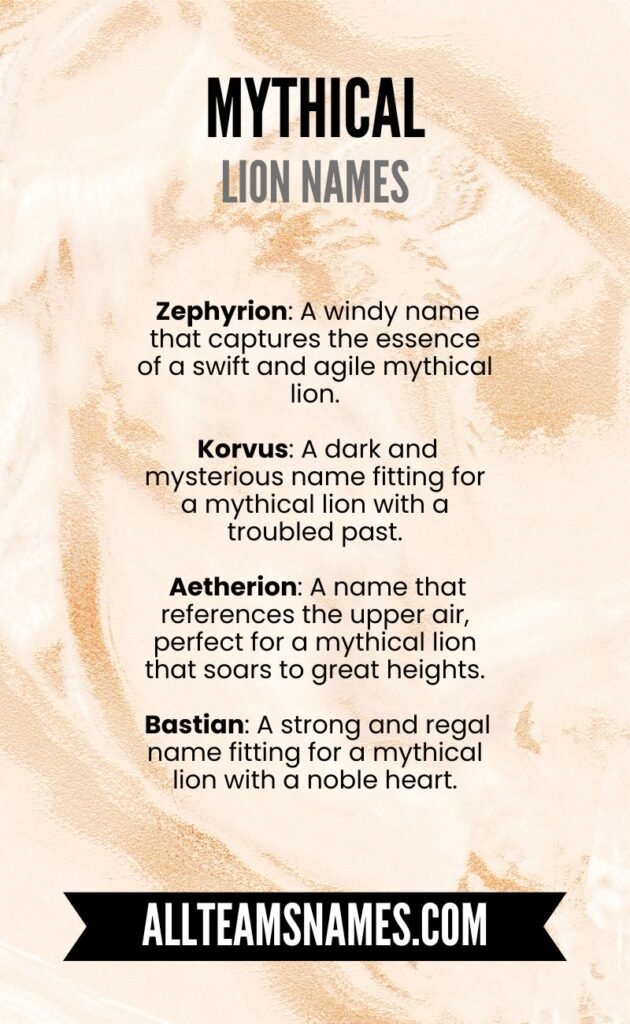 Mythical Lion Names