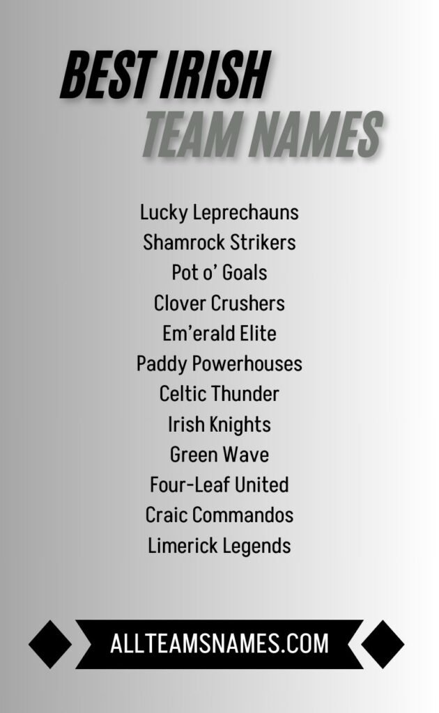 Best Irish Team Names