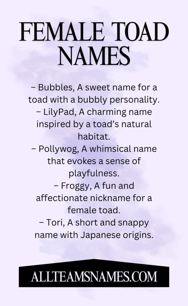 Female Toad Names