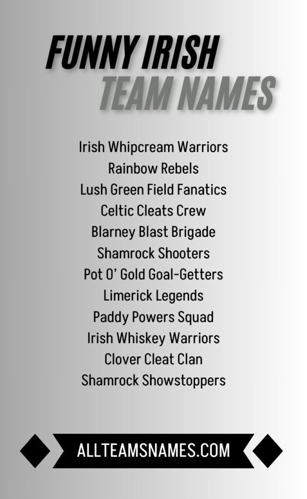 Funny Irish Team Names