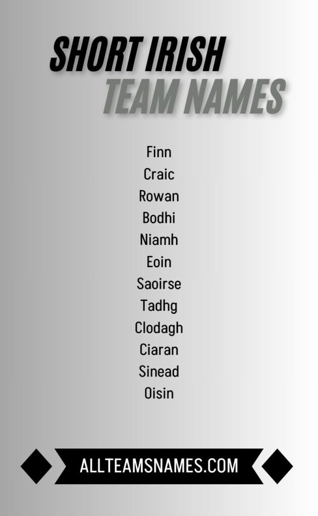 Short Irish Team Names