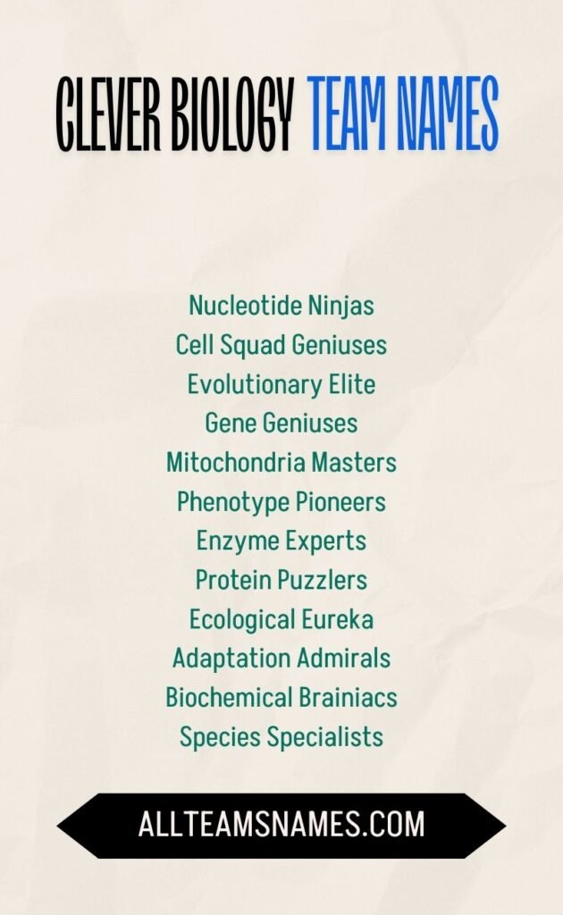 Clever Biology Team Names