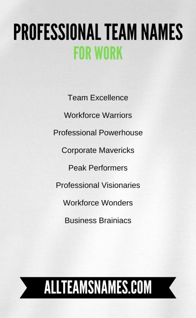 Professional Team Names for Work