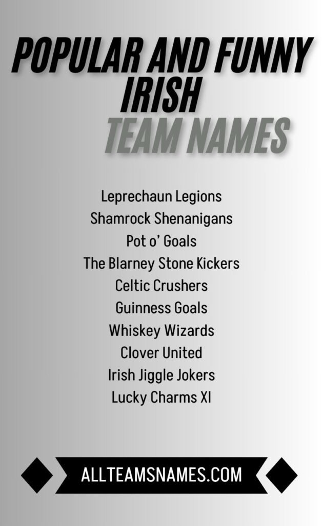 Popular and Funny Irish Team Names