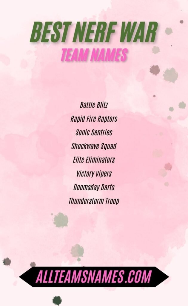 Best Nerf War Team Names