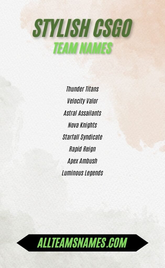 Stylish CSGO Team Names