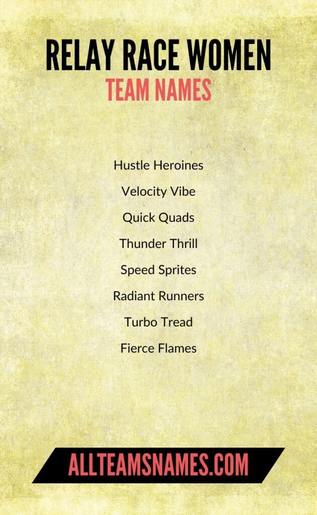 Relay Race Women Team Names