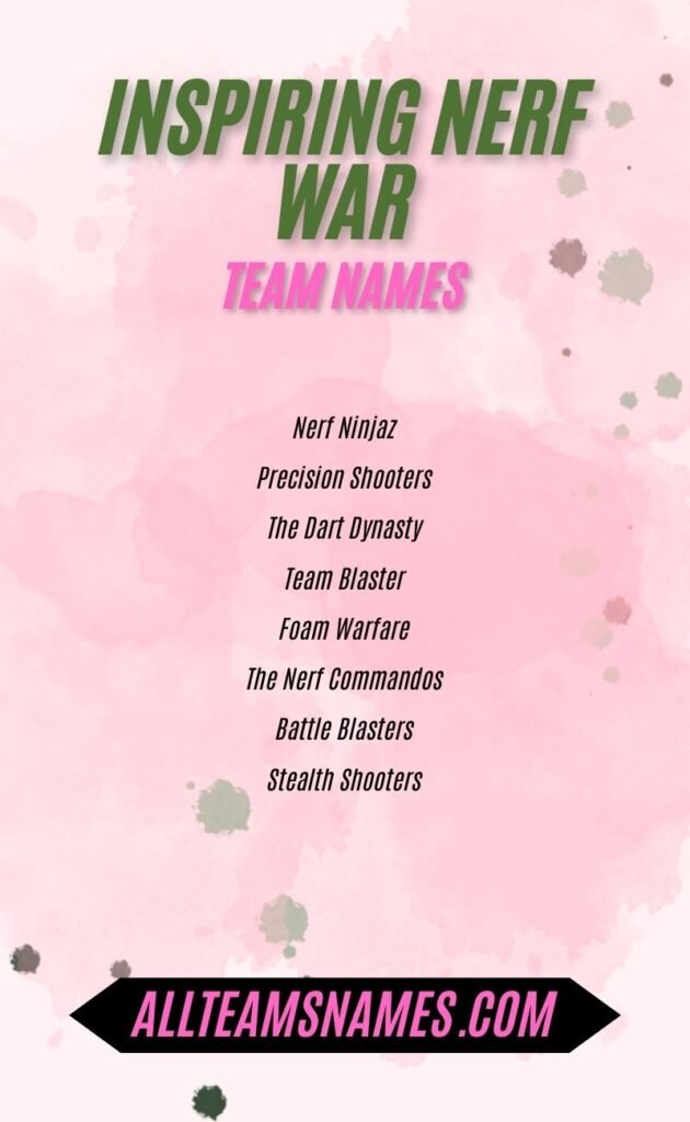 Inspiring Nerf War Team Names
