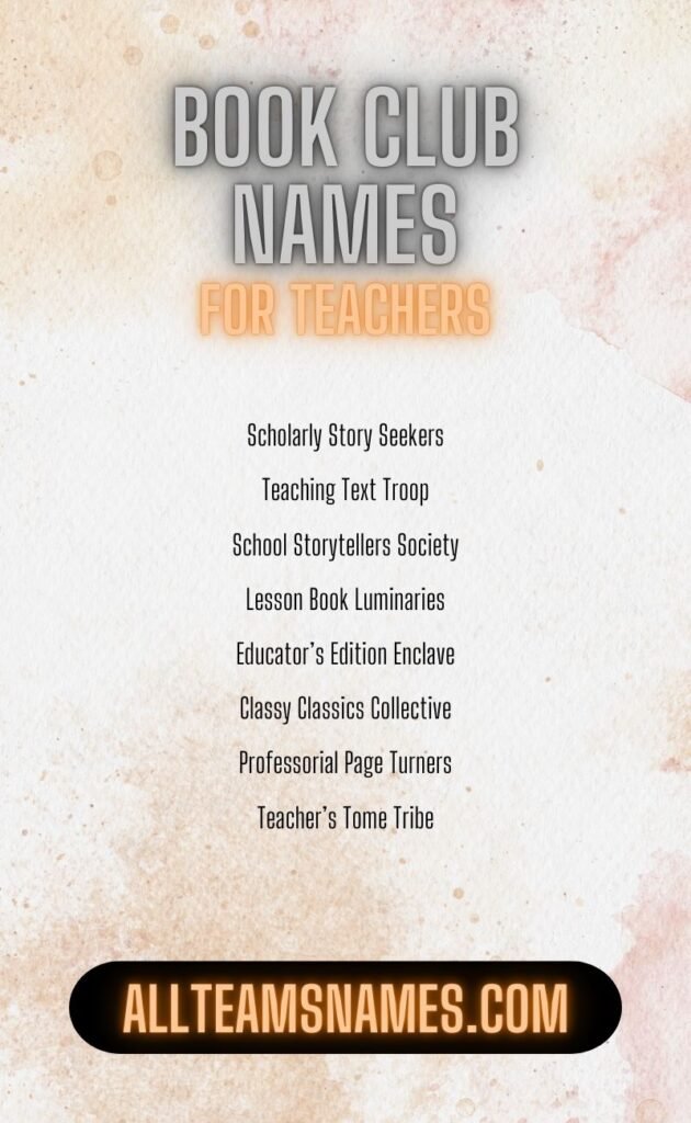 Book Club Names for Teachers