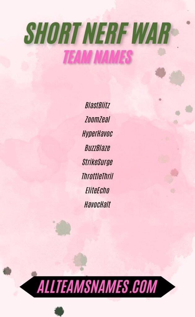 Short Nerf War Team Names