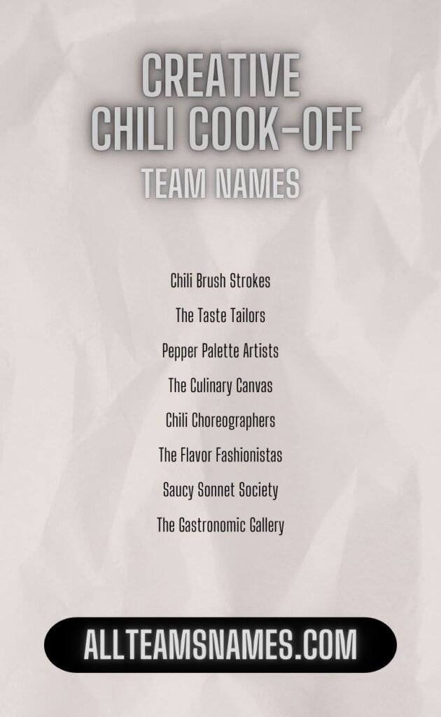 Creative Chili Cook Off Team Names