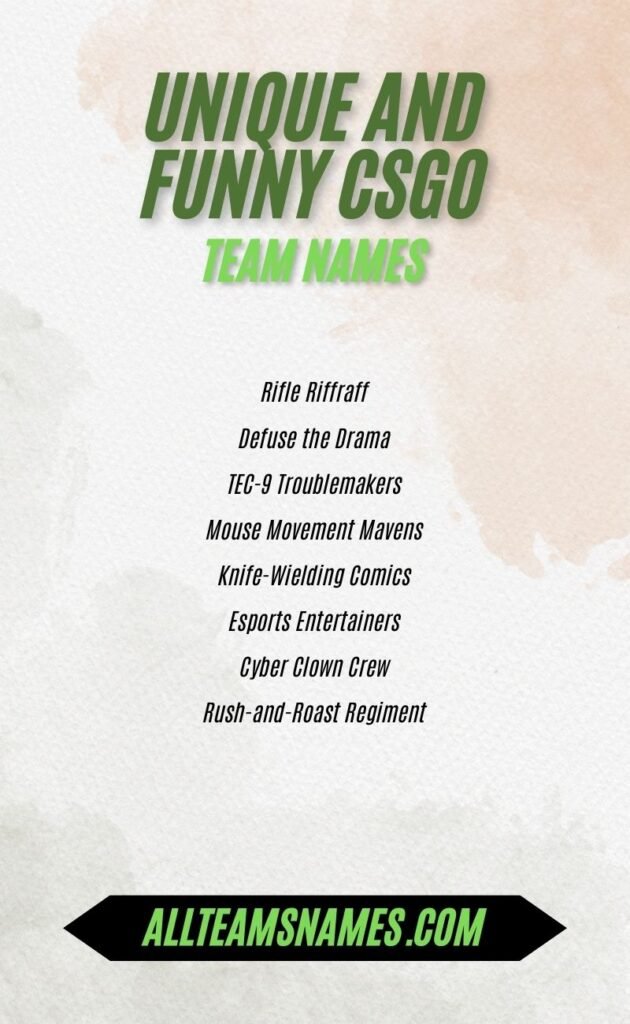 Unique and Funny CSGO Team Names