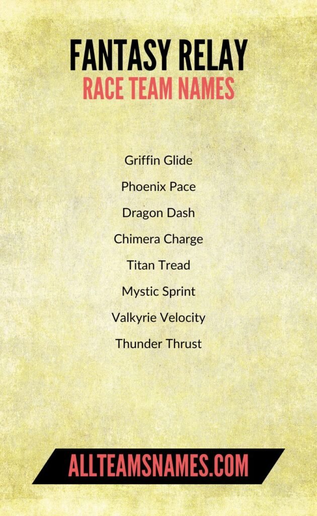 Fantasy Relay Race Team Names