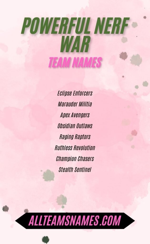 Powerful Nerf war team names