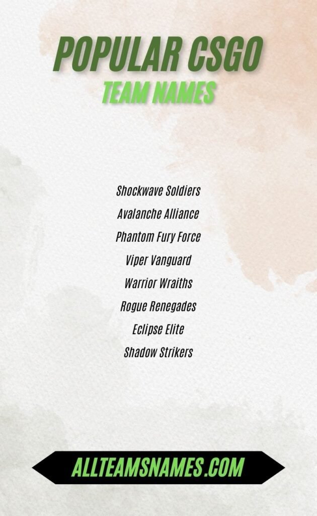 Popular CSGO Team Names
