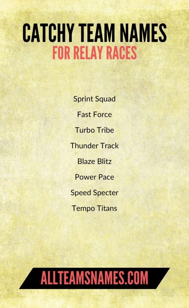 Catchy Team Names for Relay Races