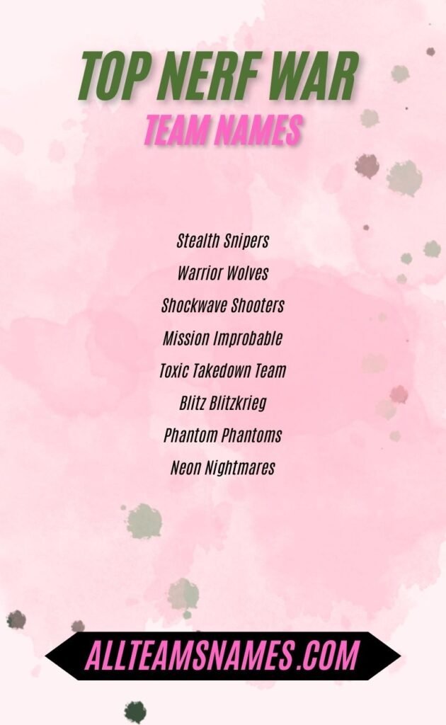 Top Nerf War Team Names