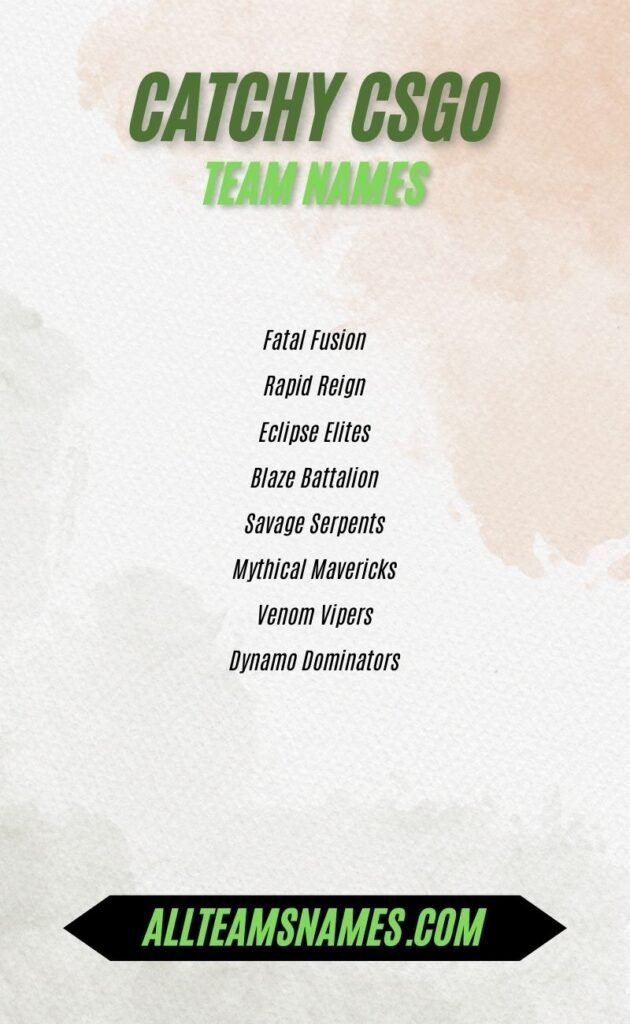 Catchy CSGO Team Names
