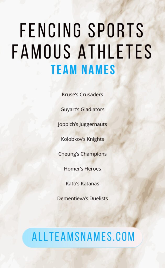 Fencing Sports Famous Athletes Team Names