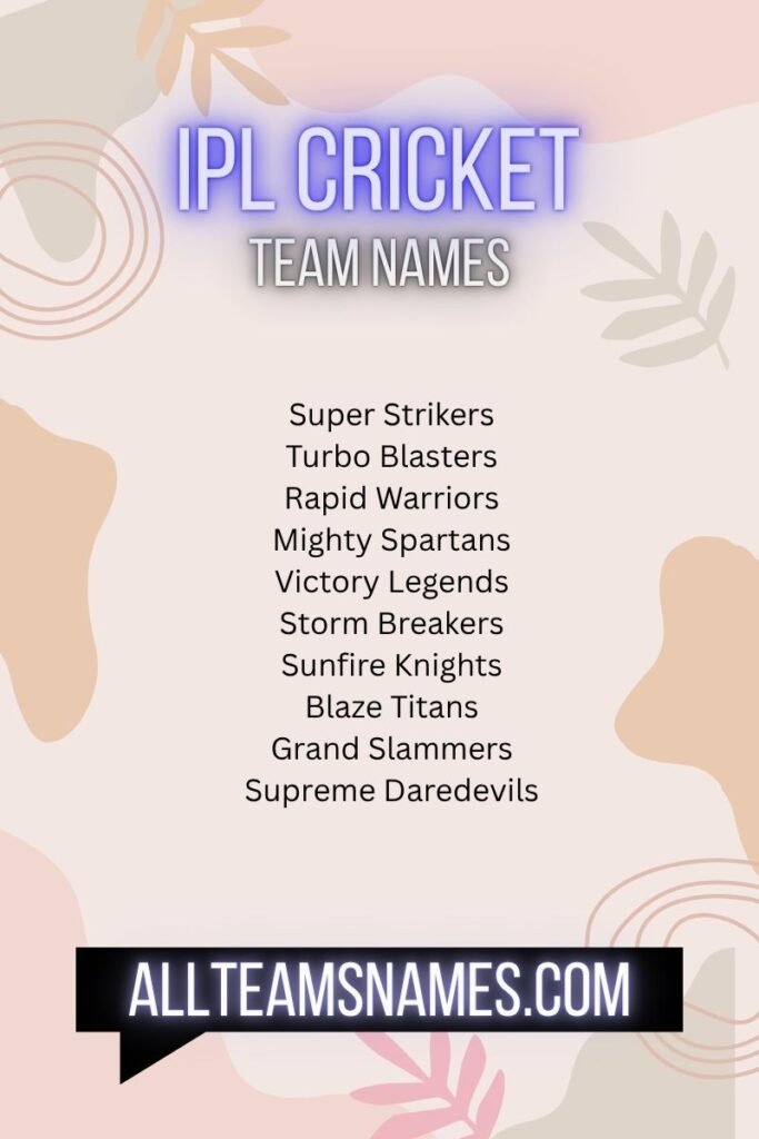 IPL Cricket Team Names 2025