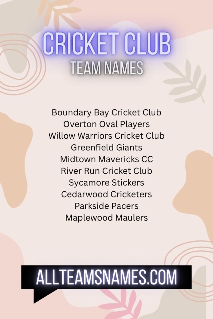 Cricket Club Team Names