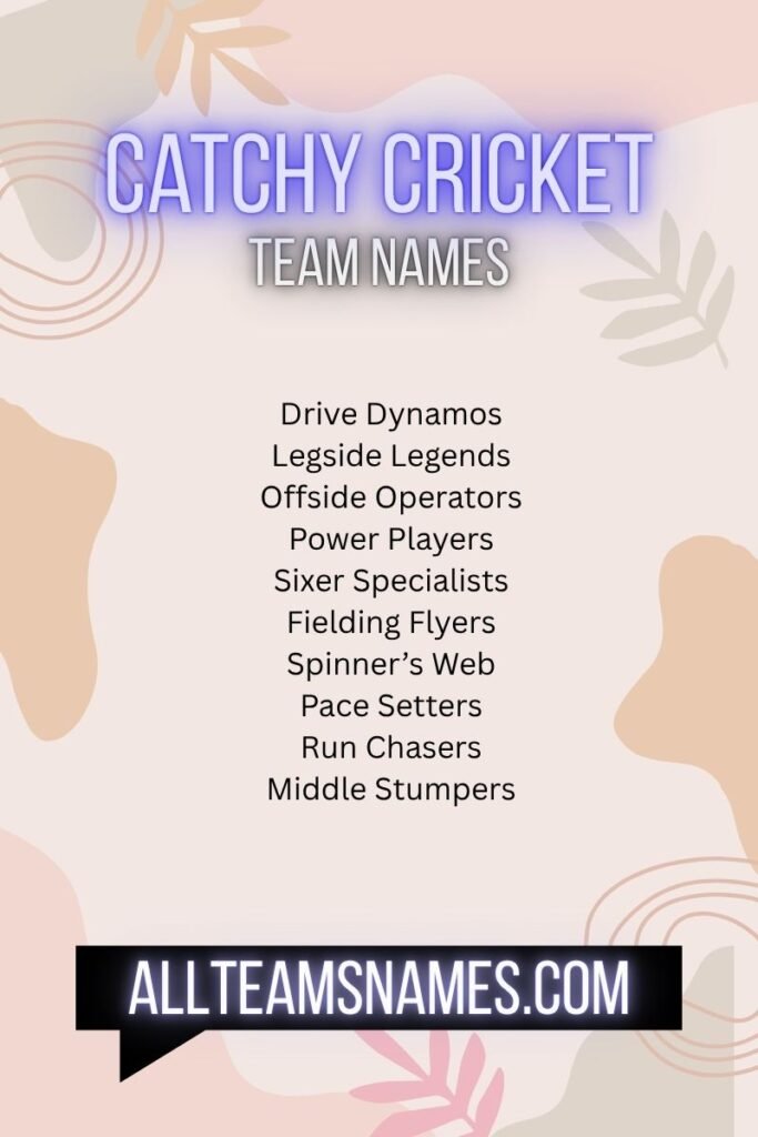 Catchy Cricket Team Names