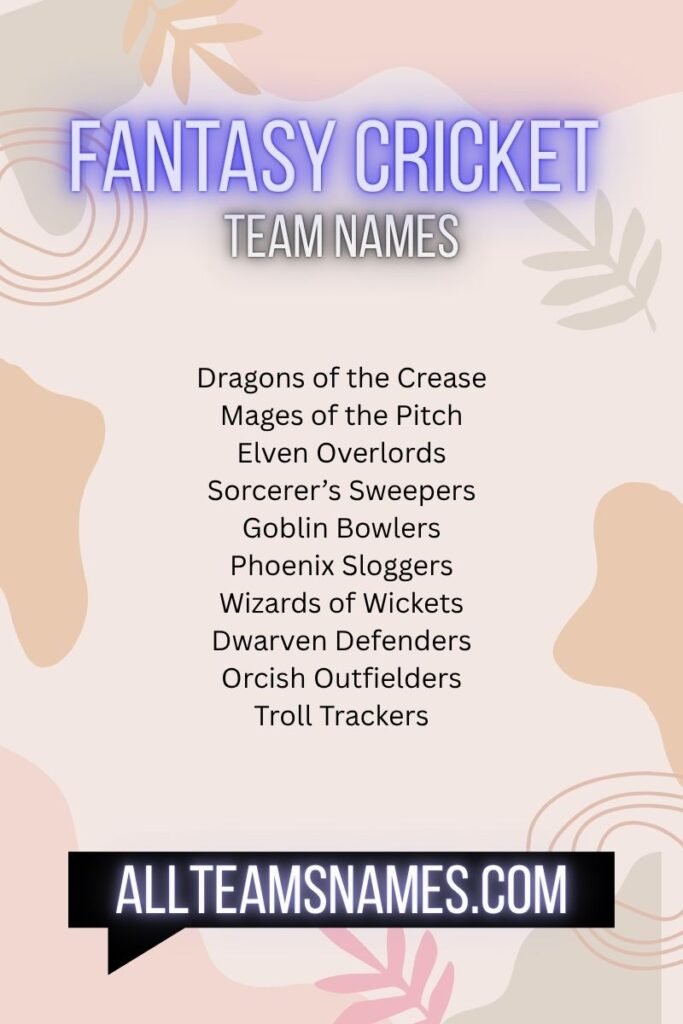 Fantasy Cricket Team Names