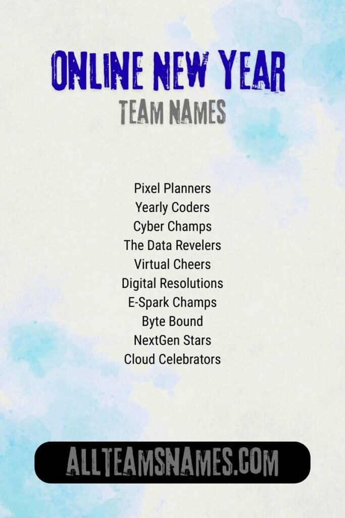 Online New Year Team Names