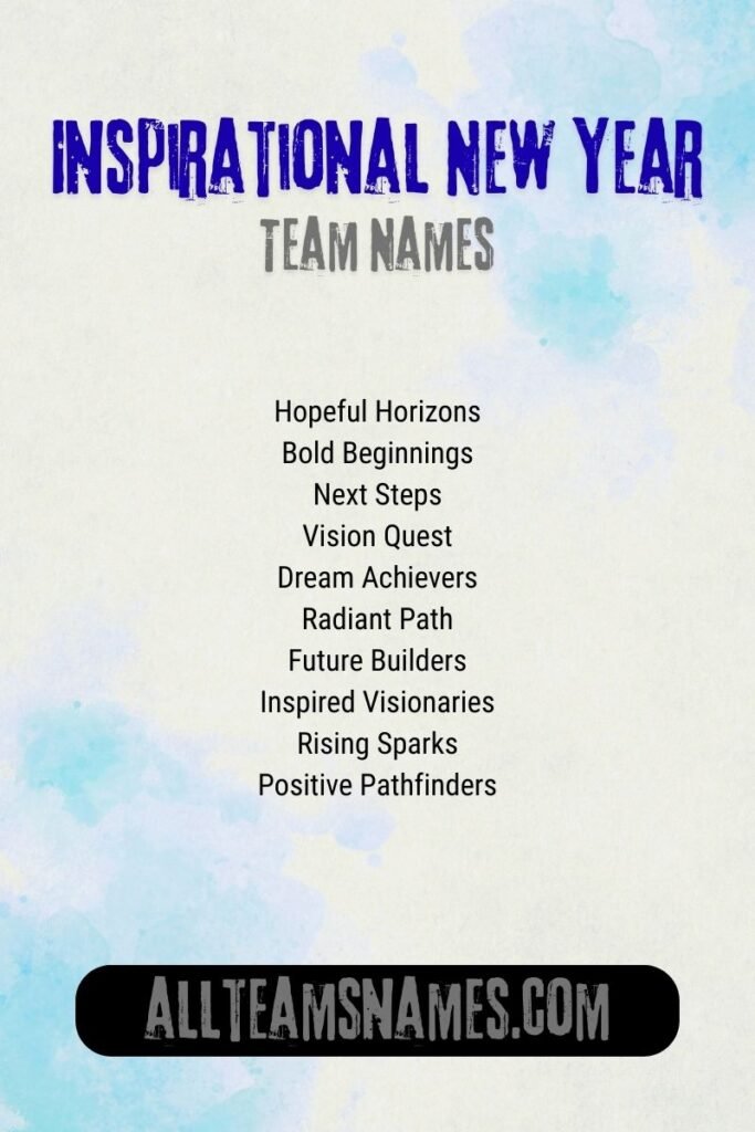 Inspirational New Year Team Names