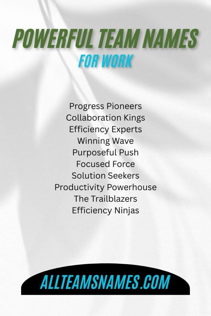 Powerful Team Names for Work