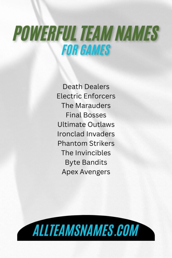Powerful Team Names for Games