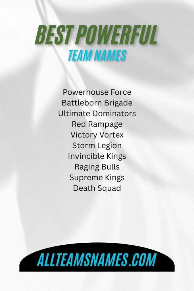Best Powerful Team Names