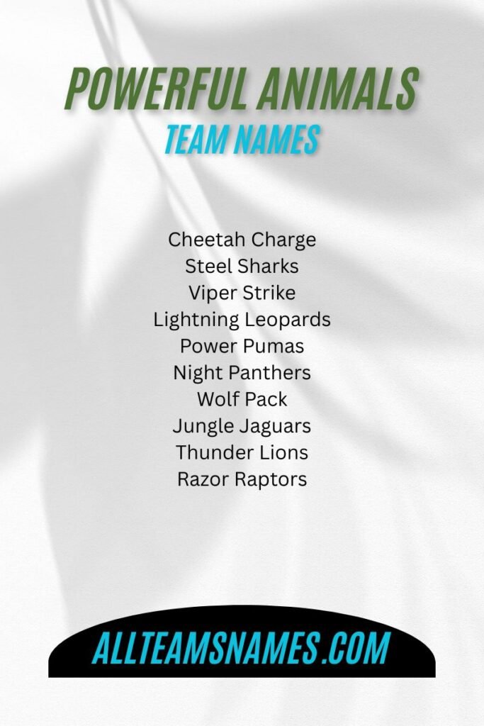 Powerful Animals Team Names