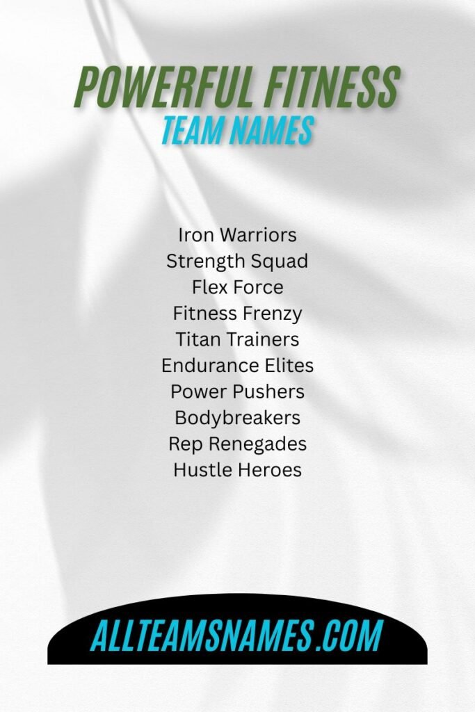 Powerful Fitness Team Names