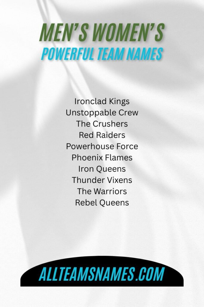 Men’s Women’s Powerful Team Names